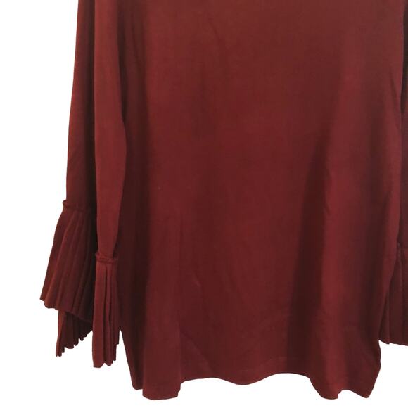 The Limited Womens Sweater Medium Burgundy Pullover Bell Sleeves Pleated Cuffs - Picture 3 of 7